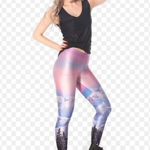 BlackMilk Mountains Pink Leggings ❄️Adventure Winter ❄️ MUSEUM Piece